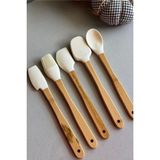 Feyza Design Yumuşak Silikon Spatula Seti, 5 Parça, Dayanıklı ve Kullanışlı Tasarım - Açık Bej - Seçenek 1