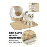 Feyza Design Yumuşak ve Konforlu 50X50 cm Kedi Paspası, Renkli ve Şık Tasarım - Ahşap - Bej