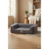 Feyza Design Yumuşak Visco Süngerli, Su Geçirmez ve Kolay Temizlenebilir Kedi-Köpek Yatağı - Altın - Gri - Seçenek 1