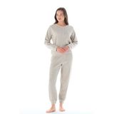 Feyza Kadın Uzun Kol Akrilik Petekli Bej Pijama Takımı C4T9N0O1 BEJ XL