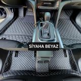 Feyza Oto Citroen Berlingo 2009 - 2018 Uyumlu Dıamond Araca Özel Havuzlu Deri Oto Paspas - Siyah - Beyaz