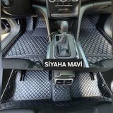 Feyza Oto Citroen Berlingo 2009 - 2018 Uyumlu Dıamond Araca Özel Havuzlu Deri Oto Paspas - Siyah - Mavi