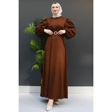Feyza Tesettür Elbise Kahve - 48