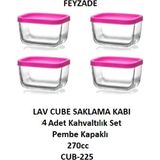 Feyzade Cube Kahvaltılık Saklama Kabı Seti 4 Adet 270 Cc - Pembe