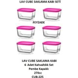 Feyzade Cube Kahvaltılık Saklama Kabı Seti 6 Adet 270CC (CUB-225) - Pembe