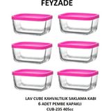 Feyzade Cube Kahvaltılık Saklama Kabı Seti 6 Adet 405 Cc - Pembe