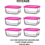 Feyzade Cube Kahvaltılık Saklama Kabı Seti 6 Adet 405CC (CUB-235) - Pembe
