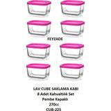 Feyzade Cube Kahvaltılık Saklama Kabı Seti 8 Adet 270CC (CUB-225) - Pembe
