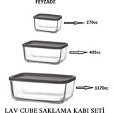 Feyzade Cube Saklama Kabı Seti 1170CC-405CC-270CC CUB-238/235/225 (3 Renk) - Gri