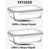 Feyzade Fresco Beyaz Kapaklı Kilitli Saklama Kabı Seti 2 Adet 1900CC (FRS-259)