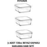 Feyzade Fresco Saklama Kabı Seti 3 Adet 720CC (FRS-247) - Beyaz