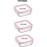 Feyzade Fresco Saklama Kabı Seti 3 Adet 720CC (FRS-247) - Pembe