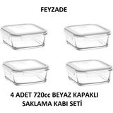 Feyzade Fresco Saklama Kabı Seti 4 Adet 720CC (FRS-247) - Beyaz