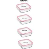 Feyzade Fresco Saklama Kabı Seti 4 Adet 720CC (FRS-247) - Pembe