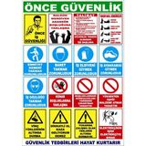Fezzstore Önce Iş Güvenliği Birleşik 16 Toplu Uyarı Levhası 70*100 Dekote