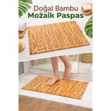 Fg Bambu Banyo Paspası Kaymaz Tabanlı Suya Dayanıklı Ahşap Görünümlü Duş Paspası