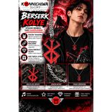 FG KONNİCHİWA Berserk Guts Brand of Sacrifice Kolye – Kırmızı Siyah Kırmızı Gümüş Anime Sembol Kolye