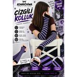FG KONNİCHİWA Kesik Parmak Ikili Mor Siyah Çizgili Kolluk ELDİVEN