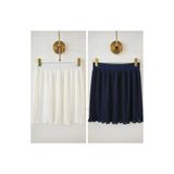 fh fashionhere Kadın Piliseli Etek Içlik 2'li Paket Ekru Lacivert Beli Lastikli Pileli Pliseli Mini Tamamlayıcı