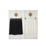 fh fashionhere Kadın Piliseli Etek Içlik 2'li Paket Ekru Siyah Beli Lastikli Pileli Pliseli Mini Tamamlayıcı