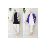 fh fashionhere Kadın Tesettür Kolsuz 2'li Paket Siyah Ekru Piliseli Içlik Gömlek Tunik Bluz Pliseli Pileli