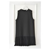 fh fashionhere Kadın Tesettür Kolsuz Siyah Piliseli Içlik Gömlek Tunik Bluz Pliseli Pileli