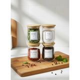 Fhilli Aqua - Naturale 4'lü Bambu Kapaklı Baharatlık Seti 400 ml - Bambu Rengi