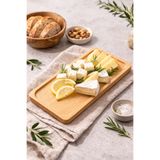 Fhilli Dikdörtgen Sunum Tepsisi Bambu Organizer ve Yağdanlık Altlığı Yemek Tabağı 22,5 cm