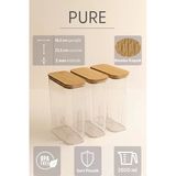 Fhilli Pure 3 Adet 2,5 Litre Mega Boy Bambu Vakum Kapaklı Saklama Kabı Organizer Deterjanlık