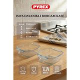 Fhilli Pyrex - 2'li Isıya Dayanıklı Borcam Kase Çizilmez Sufle Güveç Fırın Kabı 300 ml Kare