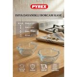 Fhilli Pyrex - 2'li Isıya Dayanıklı Borcam Kase Çizilmez Sufle Güveç Fırın Kabı 300 ml Yuvarlak