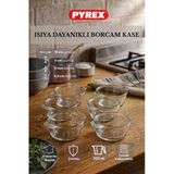 Fhilli Pyrex - 6'lı Isıya Dayanıklı Borcam Kase Çizilmez Sufle Güveç Fırın Kabı 300 ml Yuvarlak