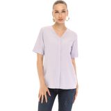 Fi-Wear Kadın V Yaka Kısa Kollu Gömlek - Lila