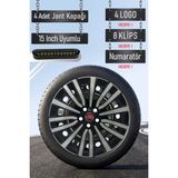Fiat 15" Inç Jant Kapağı Seti Doblo Fiorino Egea 4 Adet Gri Siyah 5 Bijonlu R031 - Gri - Siyah - 15 inç