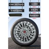Fiat 15" Inç Linea Punto Doblo Fiorino Jant Kapağı Seti 4 Adet Gri 4 Bijonlu G054 - 15 inç