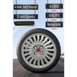 Fiat 15" Inç Linea Punto Doblo Fiorino Jant Kapağı Seti 4 Adet Gri 4 Bijonlu G055 - 15 inç