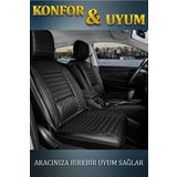 Fiat Albea Lüx Deri Oto Koltuk Kılıfı Ön Arka Takım Set Safir Serisi TAM SİYAH