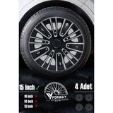 Fiat Bütün Modelleri Için Uyumlu 15" Inç Gri-Siyah 4 Adet Jant Kapağı ( Egea Linea Albea Punto Vb. ) - Universal