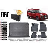 Fiat Doblo 2017 Model Bagaj Havuzu+4d Araca Özel Havuzlu Paspas Takımıı Rice - Siyah