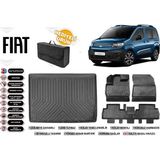 Fiat Doblo 2023 Model Bagaj Havuzu+4d Araca Özel Havuzlu Paspas Takımıı Rice - Siyah