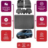 Fiat Doblo 2025 Model Bagaj Havuzu+4d Araca Özel Havuzlu Paspas Takımıı Maxii - Siyah
