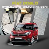 Fiat Doblo Bej Renk Tay Tüyü Cepli & Terletmez Sırtlı Oto Koltuk Minder Seti - Koltuk Koruma Kılıfı (Ön & Arka Tam Set)