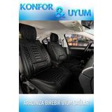 Fiat Doblo Combi 2+1 Parçalı Lüx Deri Oto Koltuk Kılıfı Ön Arka Takım Royal TAM SİYAH