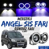 Fiat Doblo D2 2005-2010 Uyumlu Üniversal Mercekli Angel Sis Farı Metal Su Geçirmez 76 Mm Mavi Halkalı Gündüz Farı Angel Eyes 2 Adet