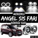 Fiat Doblo D3 2010-2015 Uyumlu Üniversal Mercekli Angel Sis Farı Metal Su Geçirmez 76 Mm Beyaz Halkalı Gündüz Farı Angel Eyes 2 Adet