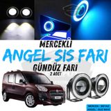Fiat Doblo D3 2010-2015 Uyumlu Üniversal Mercekli Angel Sis Farı Metal Su Geçirmez 76 Mm Buz Mavi Halkalı Gündüz Farı Angel Eyes 2 Adet