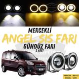 Fiat Doblo D3 2010-2015 Uyumlu Üniversal Mercekli Angel Sis Farı Metal Su Geçirmez 76 Mm Sarı Halkalı Gündüz Farı Angel Eyes 2 Adet
