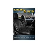 Fiat Doblo Panorama 2+1 Parçalı Lüx Deri Oto Koltuk Kılıfı Ön Arka Takım Safir TAM SİYAH