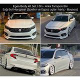 Fiat Egea Body Kit Set - Ön Tampon Eki / Arka Tampon Eki / Sağ-sol Marşpiyel - Boyasız - Fiberglass