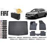 Fiat Egea Cross 2019 Model Ince Stepne Bagaj Havuzu+4d Araca Özel Havuzlu Paspas Takımıı Rice - Siyah